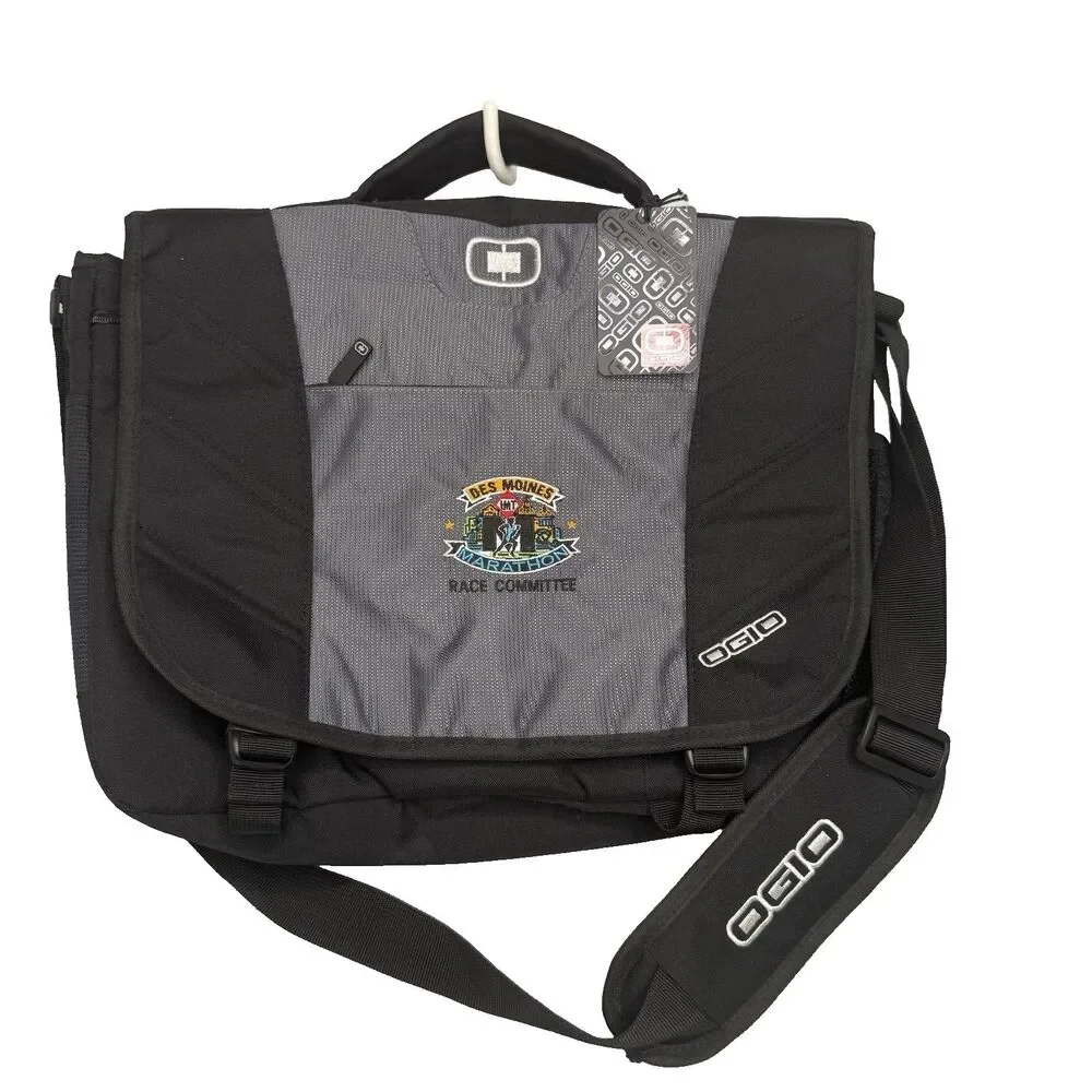 OGIO Upton Laptop Messenger Bag Black Model 417015 Des Moines Marathon Logo